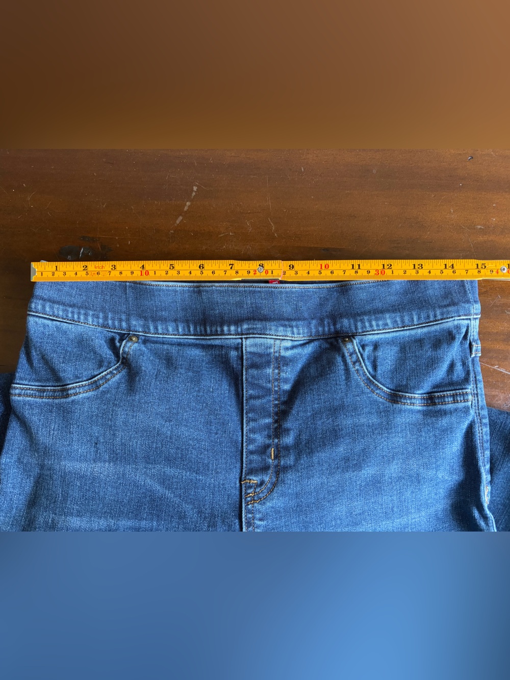SPANX Jean-ish Cropped Kick Flare Jeans Sz L - Picture 5 of 8
